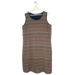 Un Deux Trois Crochet Knit Shift Dress Size XL Artsy Colourful